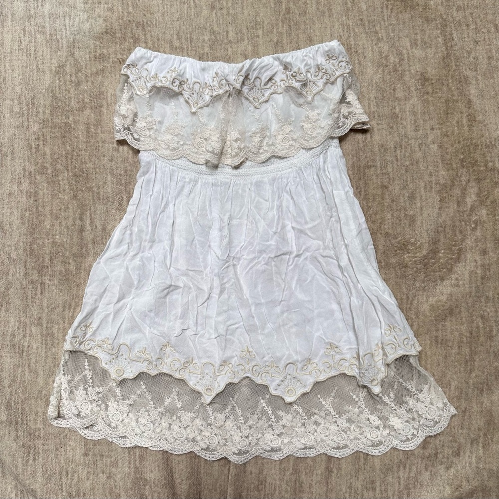 Strapless Lace Top White Small S